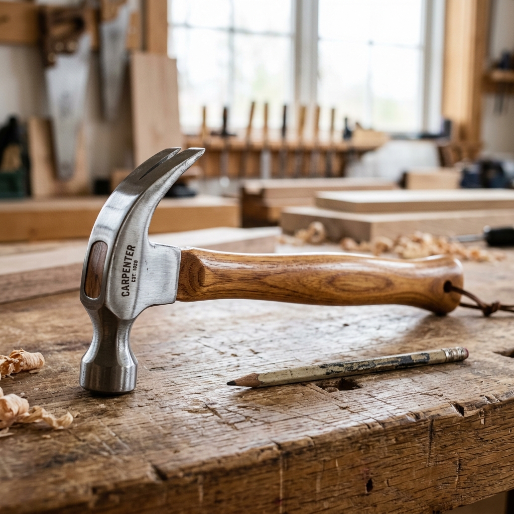Professional Claw Hammer 🛠️ Heavy Duty Steel with Ergonomic Wooden Handle for DIY & Carpentry 💪